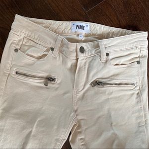 Paige Indio Zip cream skinny jeans Size 27
